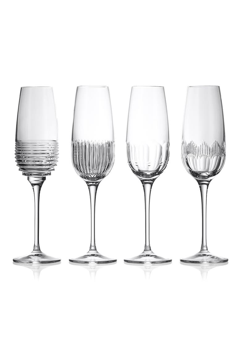 Mixology Mixed Set of 4 Champagne Flutes, Main, color, NO COLOR