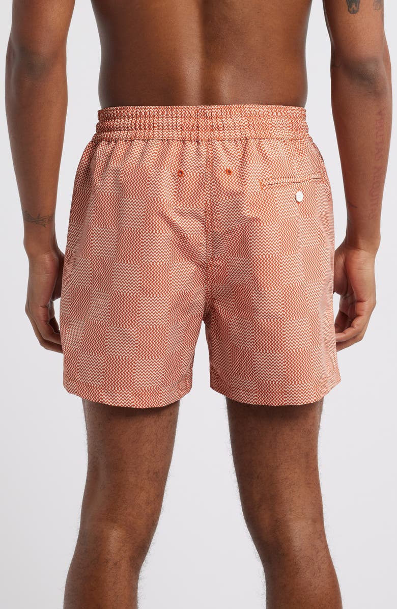 Frescobol Carioca Sport Copa Check Pattern Swim Trunks, Alternate, color, Burnt Orange