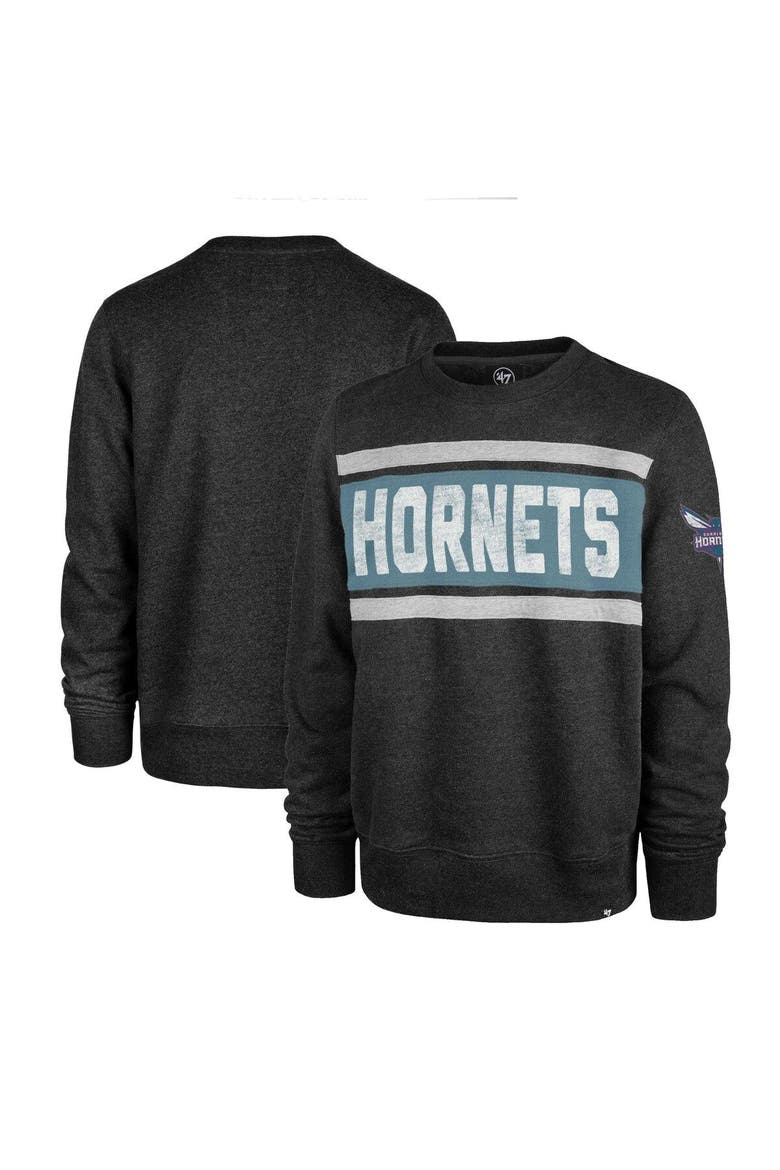 Men's '47 Heather Black Charlotte Hornets Tribeca Emerson Pullover Sweatshirt, Main, color, Heather Black