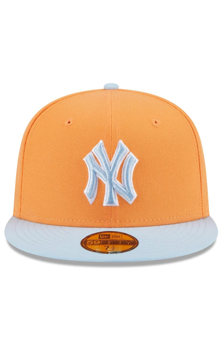 New Era Men's New Era Orange/Light Blue New York Yankees Spring Color Basic Two-Tone 59FIFTY Fitted Hat, Alternate, color, 
