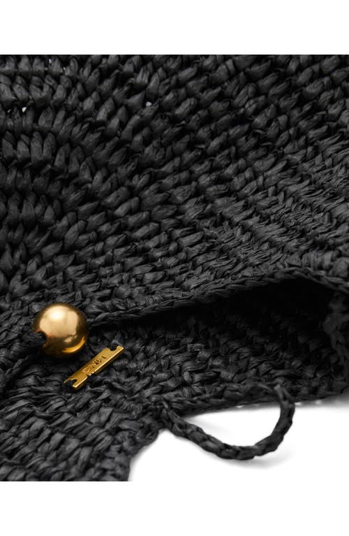 Mango Large Raffia Shoulder Bag In Black