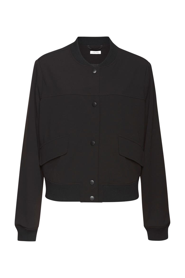 Snap Front Bomber Jacket, Alternate, color, Black