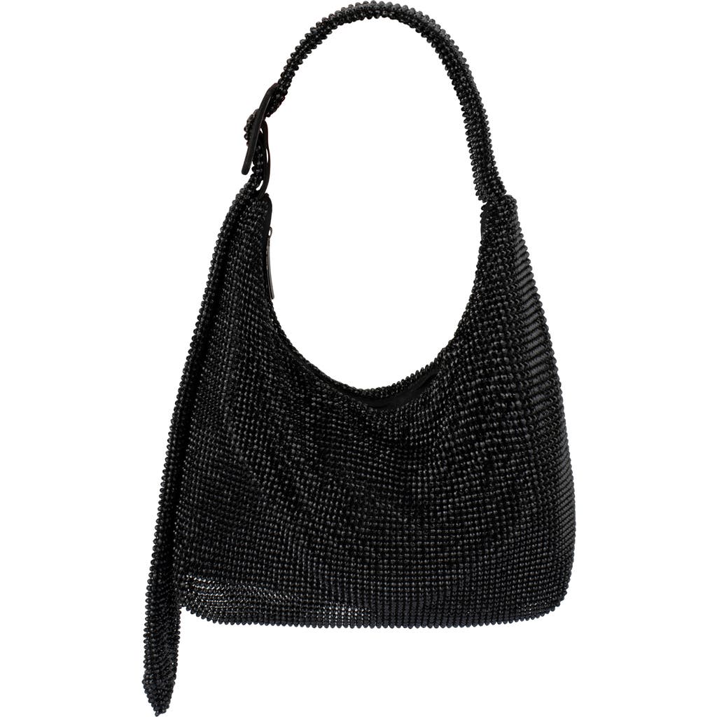 Olga Berg Calypso Crystal Mesh Shoulder Bag In Black
