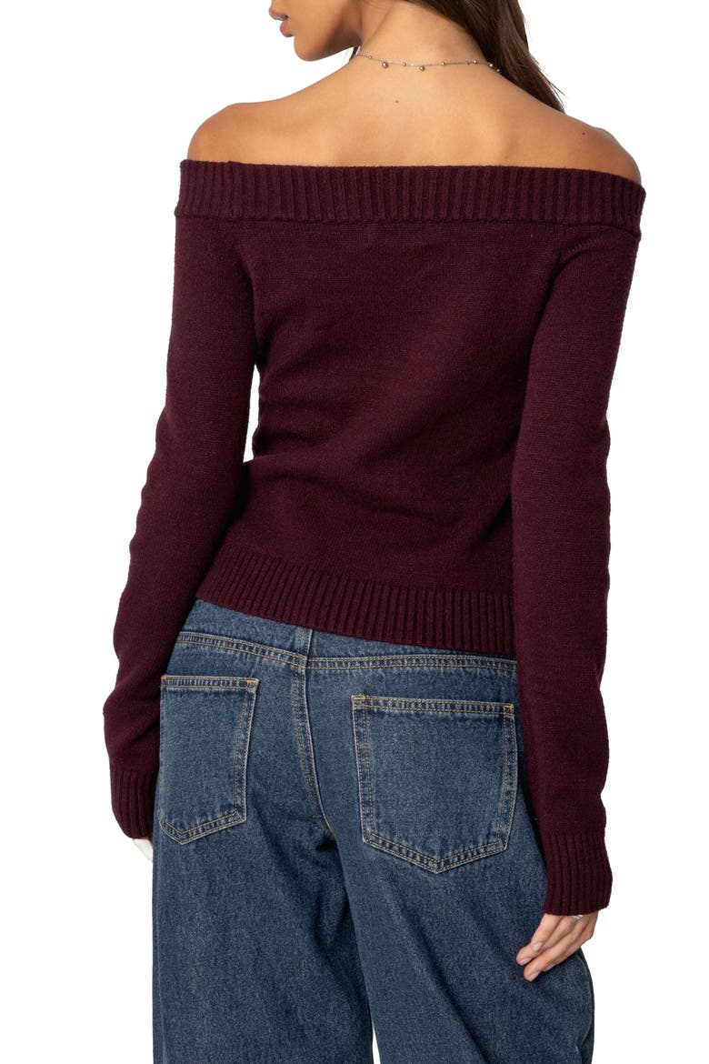 Elona Off the Shoulder Long Sleeve Knit Top, Alternate, color, BURGUNDY