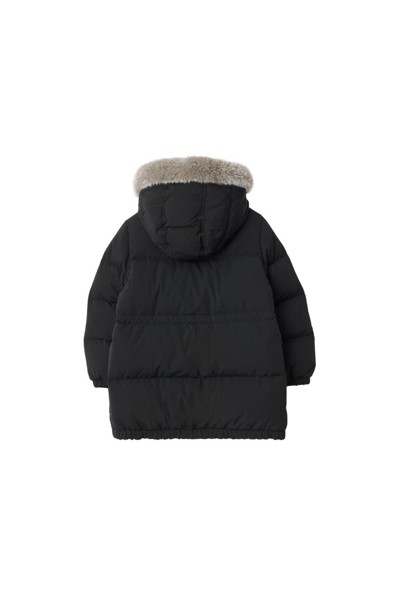 Burberry Faux Fur Trim Nylon Puffer Coat, Alternate, color, Black
