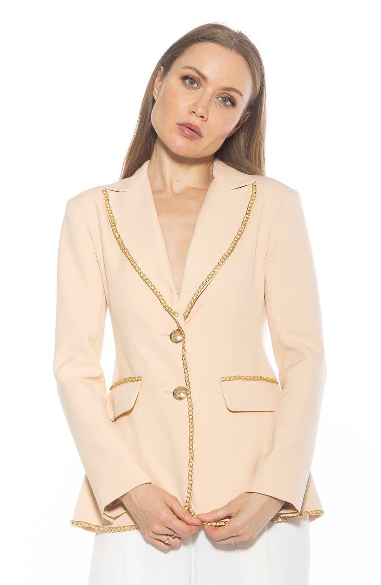 Alexia Admor Janet Chain Trim Blazer, Alternate, color, Beige