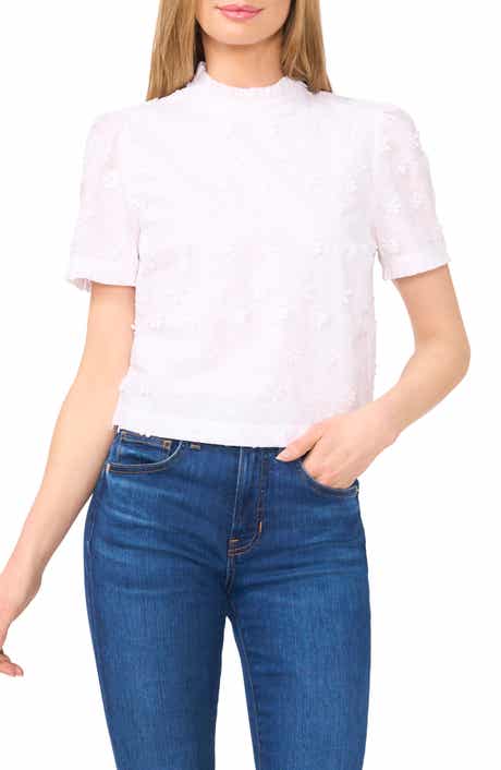 CeCe Floral Appliqué Cotton Top