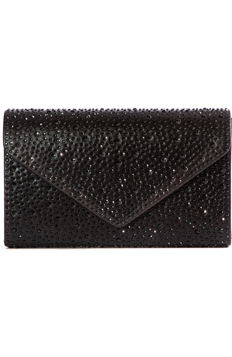 LADY COUTURE Rhinestone Envelope Clutch, Main, color, Black