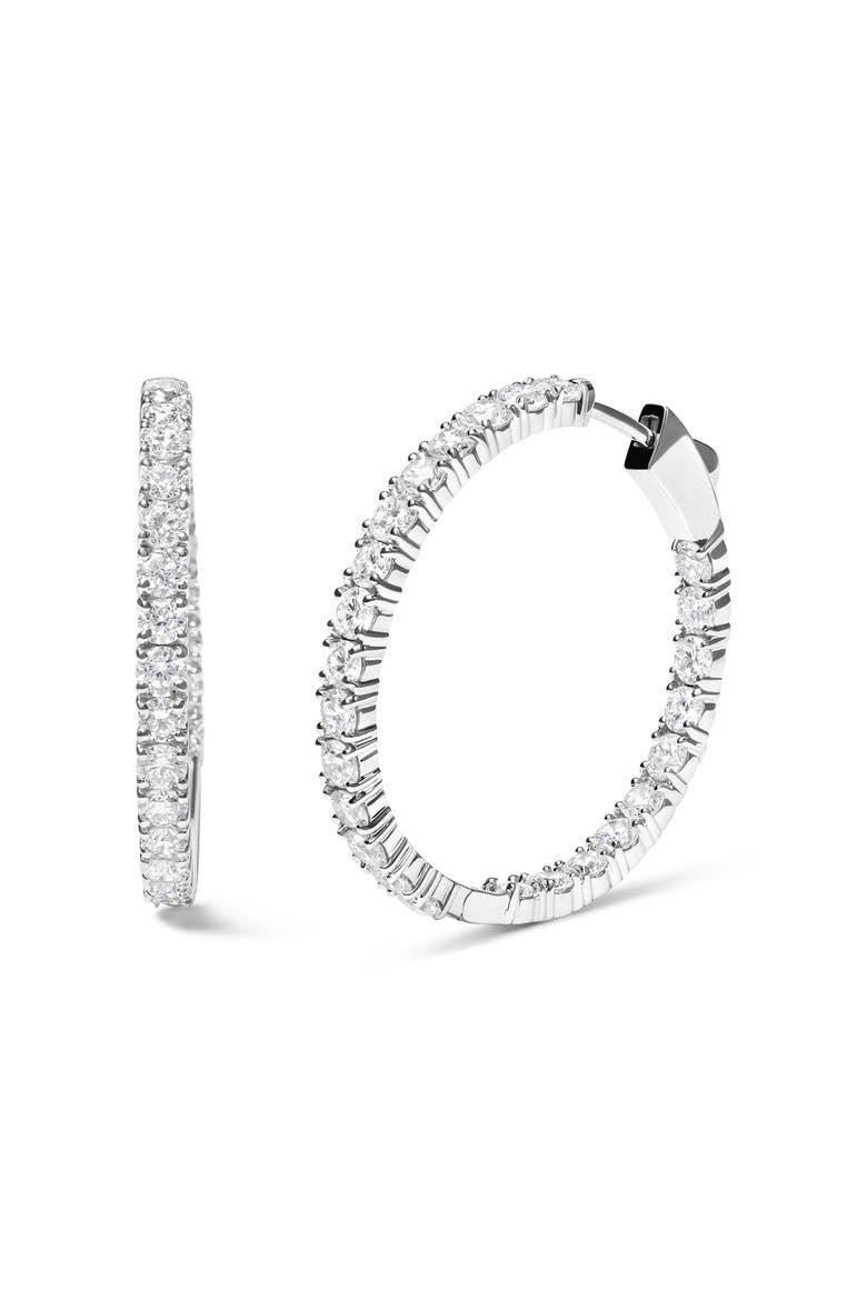 14K White Gold 5.00 Cttw Lab Grown Diamond Inside Out Hoop Earrings, Alternate, color, White