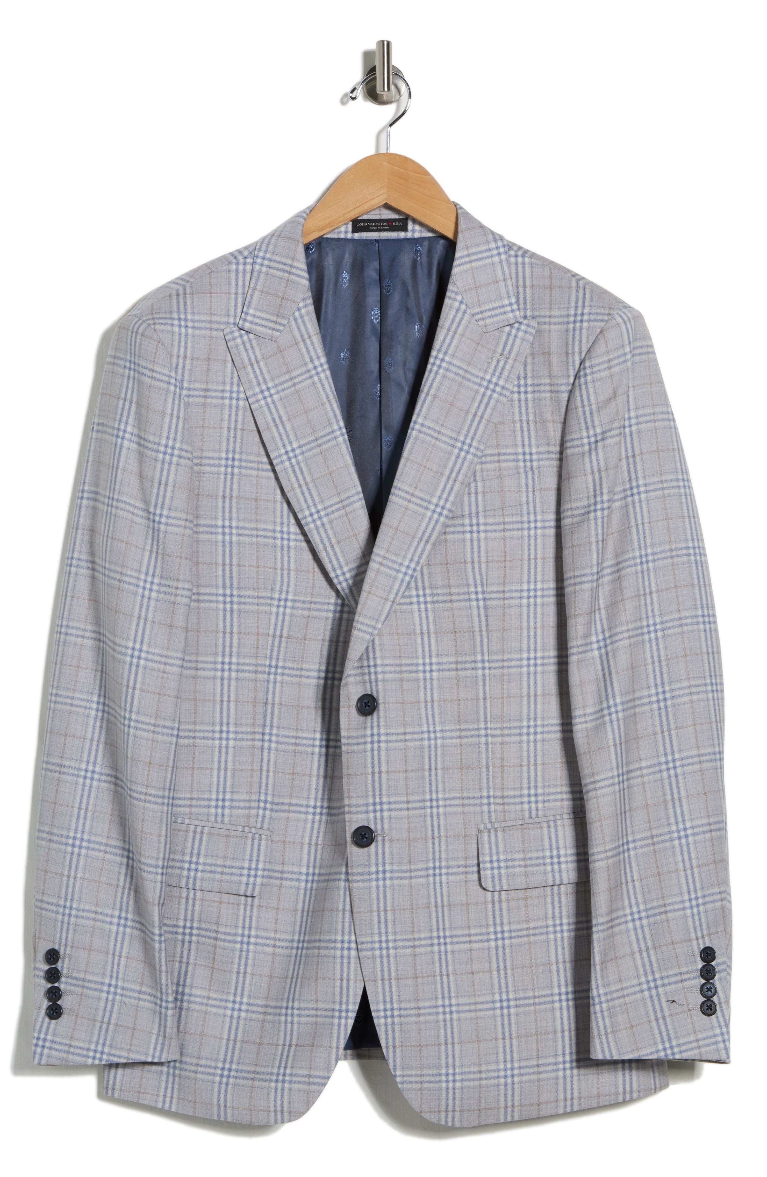 John Varvatos Star USA Windowpane Plaid Knit Sport Coat