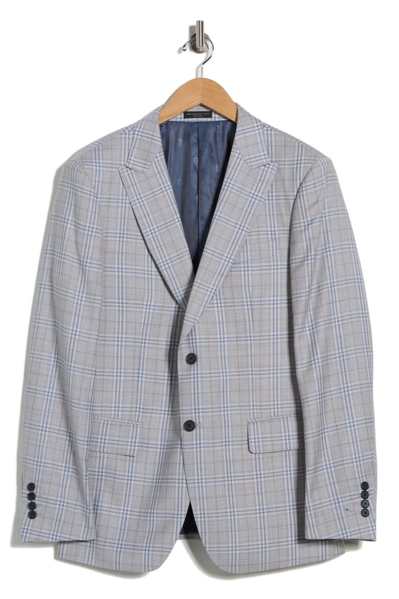 Windowpane Plaid Knit Sport Coat, Alternate, color, GREY
