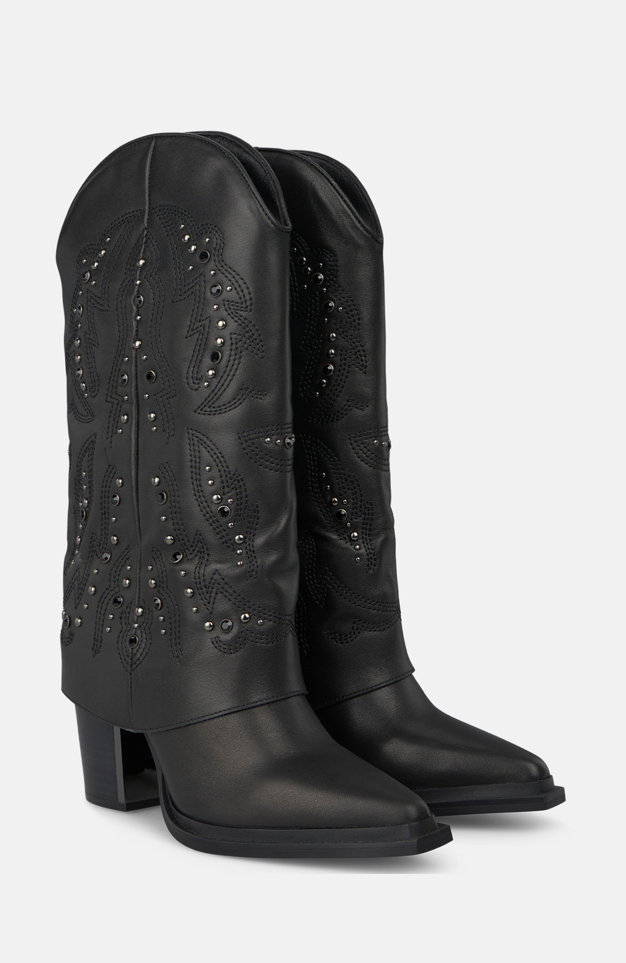 Embroidered Gaiter Boot, Main, color, Black