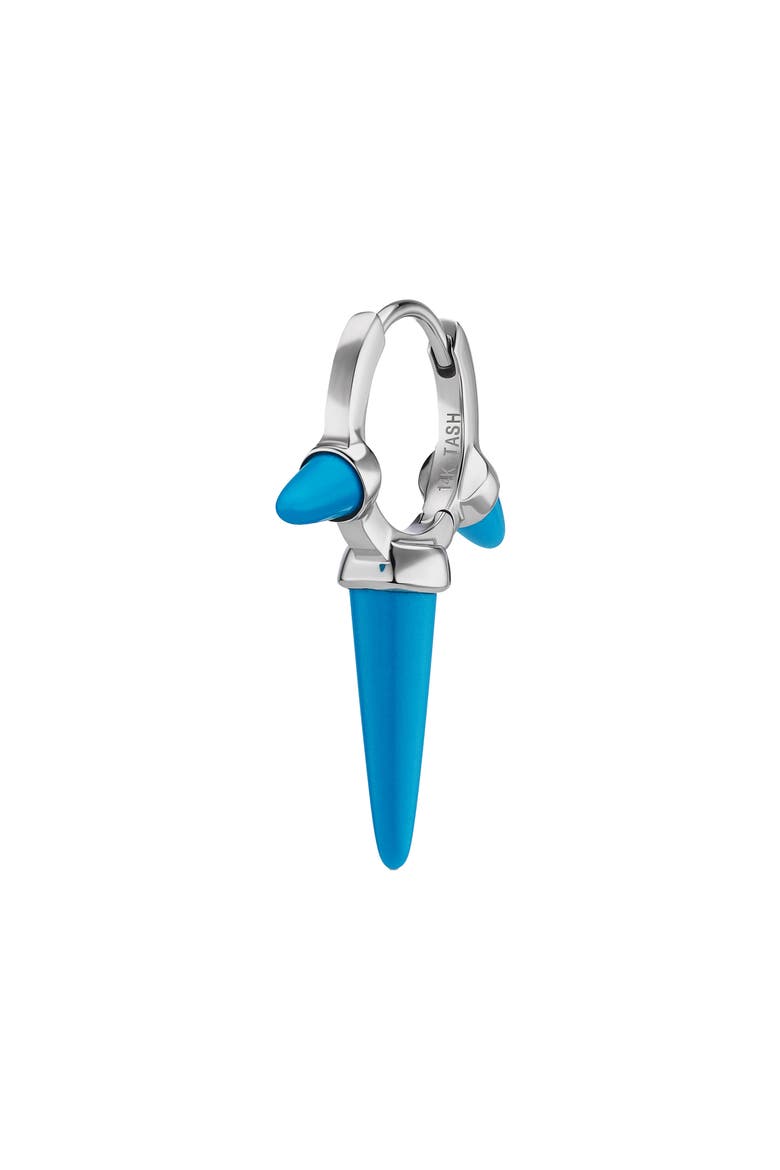 Triple Long Turquoise Spike Clicker Earring, Main, color, WHITE GOLD