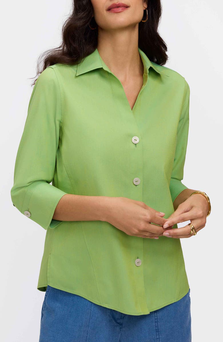 Foxcroft Paityn Non-Iron Cotton Shirt, Main, color, Mojito Green