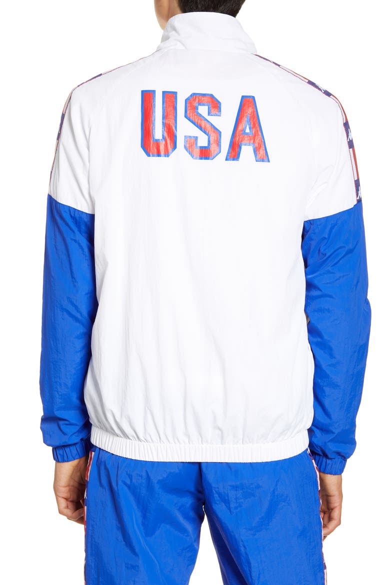 Kappa Authentic LA Basalt Nylon Track Jacket, Alternate, color, WHITE-BLUE-BLUE
