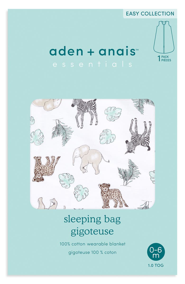 aden + anais Cotton Muslin Wearable Blanket, Alternate, color, Jungle Animals Grey