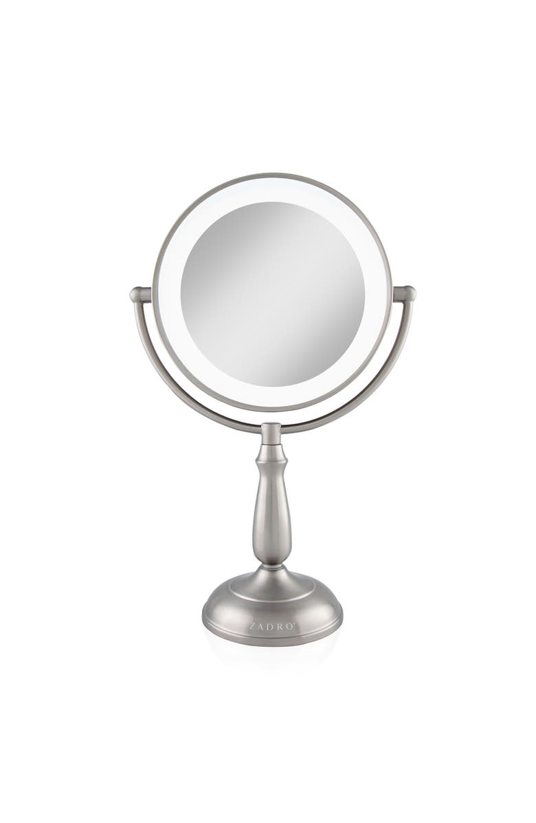 Zadro Lighted Makeup Mirror with 12X/1X Magnification & Touch Base Controls, Main, color, Satin Nickel