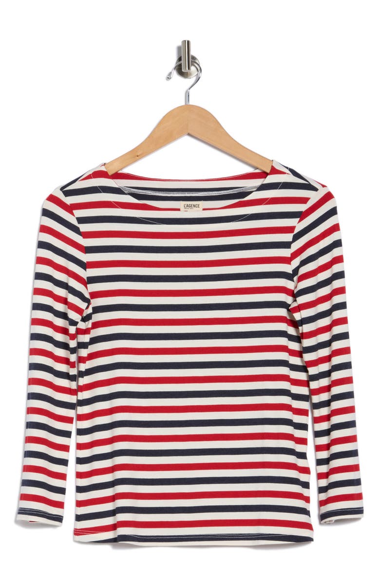 L'AGENCE Lucille Stripe Boatneck Top, Alternate, color, 