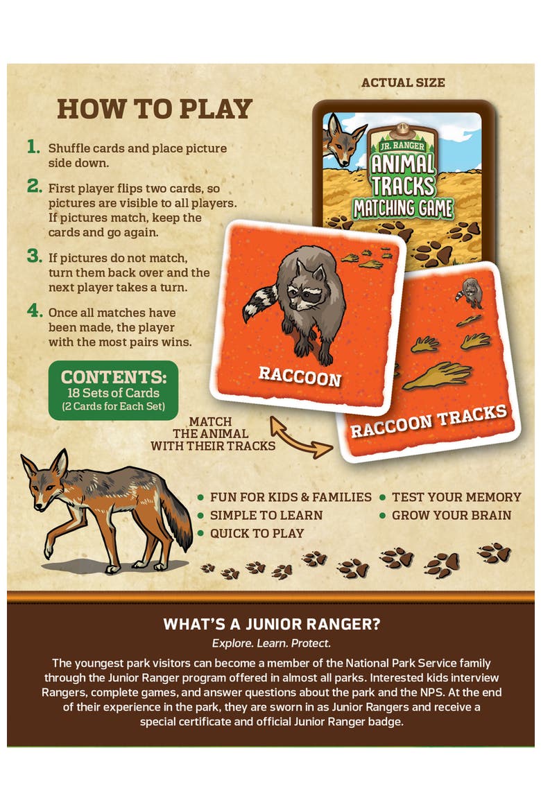Jr Ranger - Animal Tracks Matching Game, Alternate, color, Multicolor