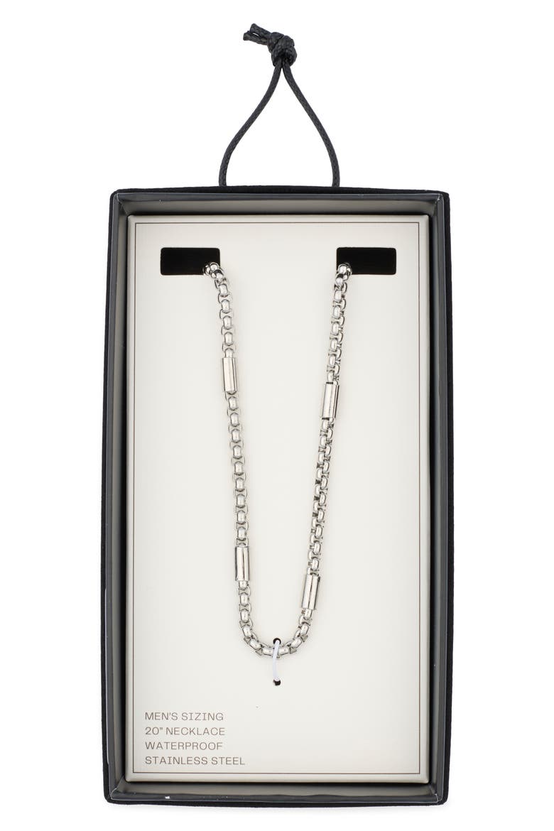 Men's Station Chain Stainless Steel Necklace, Main, color, STAINLESS