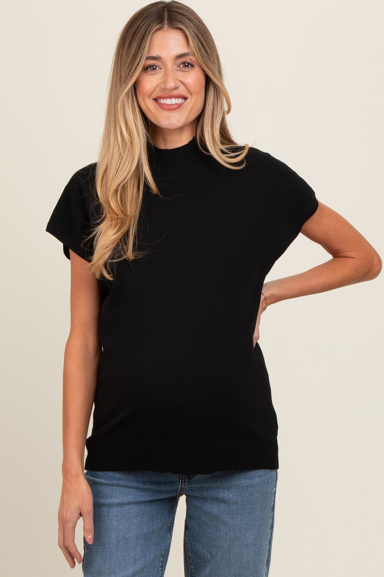 Mock Neck Knit Top, Main, color, Black