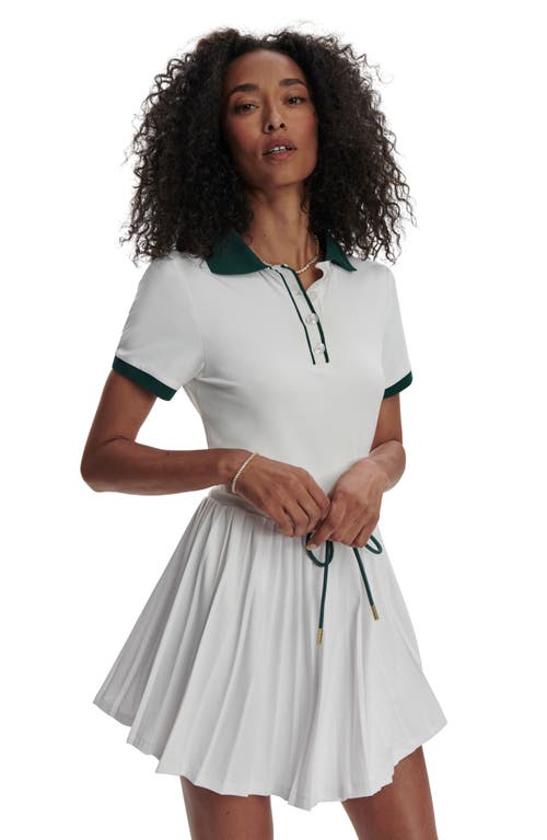 Varley Paloma Short-sleeve Court Mini Dress In White/forest