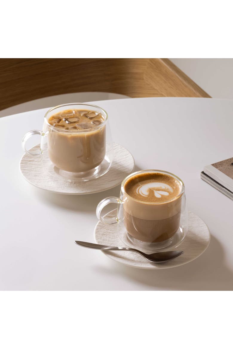 Artesano Hot & Cold Beverage Coffee Glass with Handle Pair, Alternate, color, no color