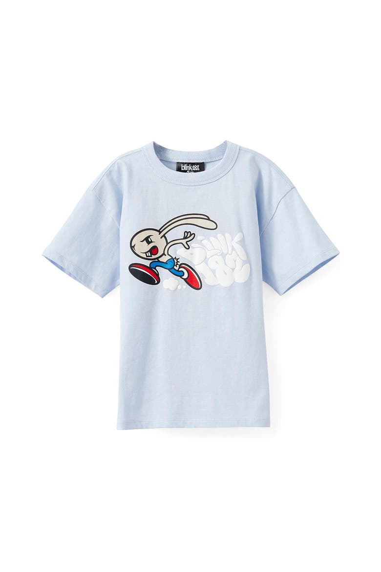 Kid's Licensed Drop Shoulder Short Sleeve Tee, Main, color, Ice Blue Blink 182 Rabbit