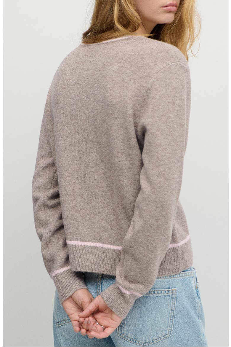 Contrast Detail Crewneck Sweater, Alternate, color, MEDIUM BROWN