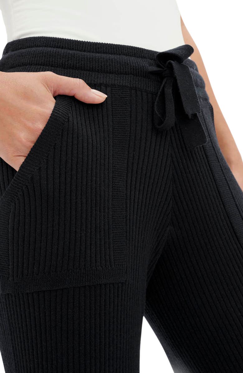 Splendid Georgie Rib Wide Leg Crop Pants, Alternate, color, Black