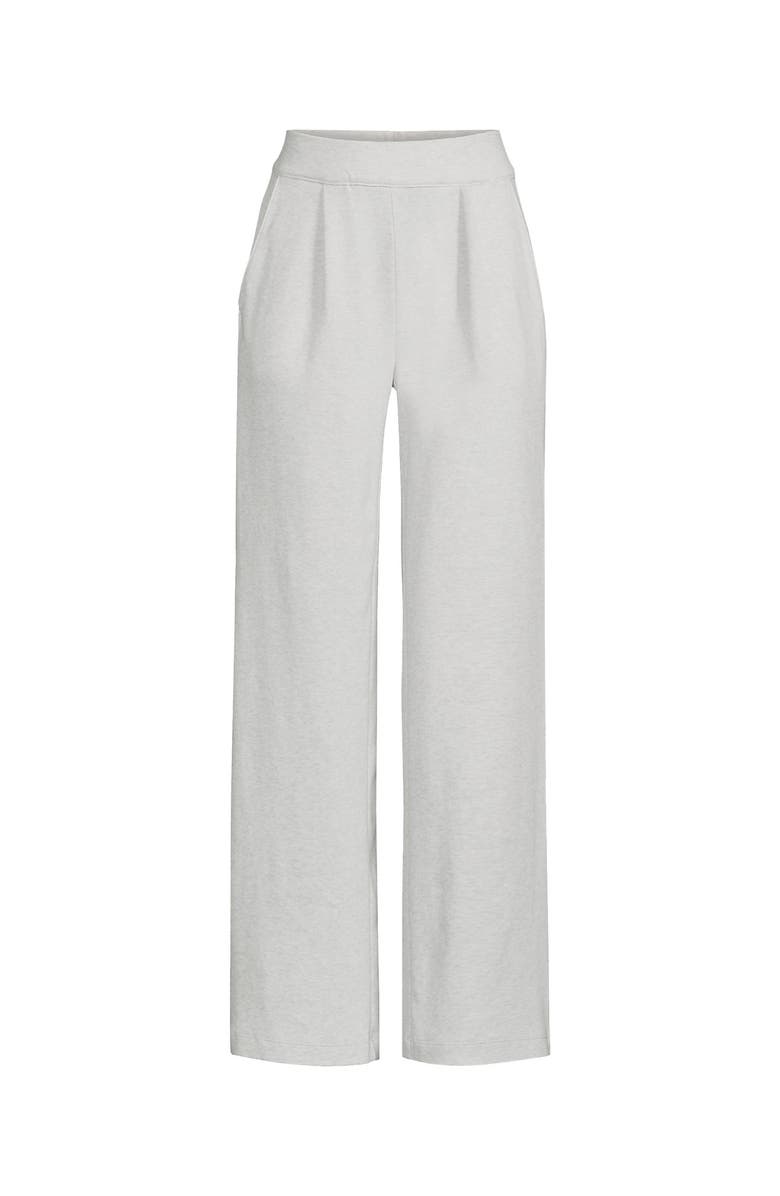 Lands' End Knit High Rise Pleated Wide Leg Pants, Alternate, color, Soft Light Gray Heather