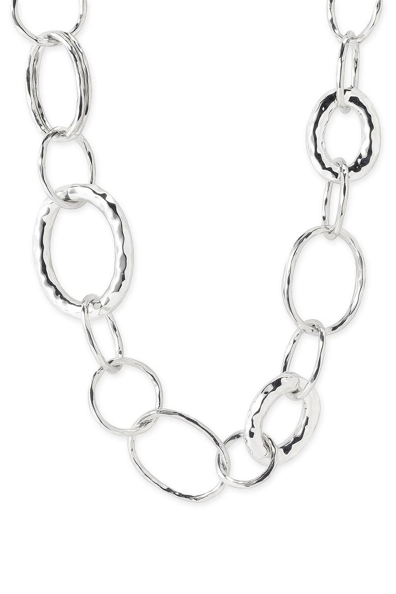 'Glamazon - Bastille' Sterling Silver Link Necklace, Main, color, SILVER