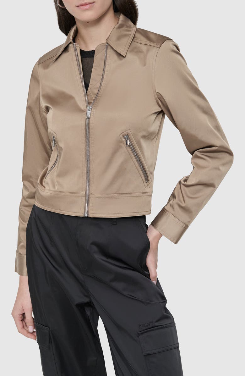DKNY Sateen Trucker Jacket, Main, color, 
