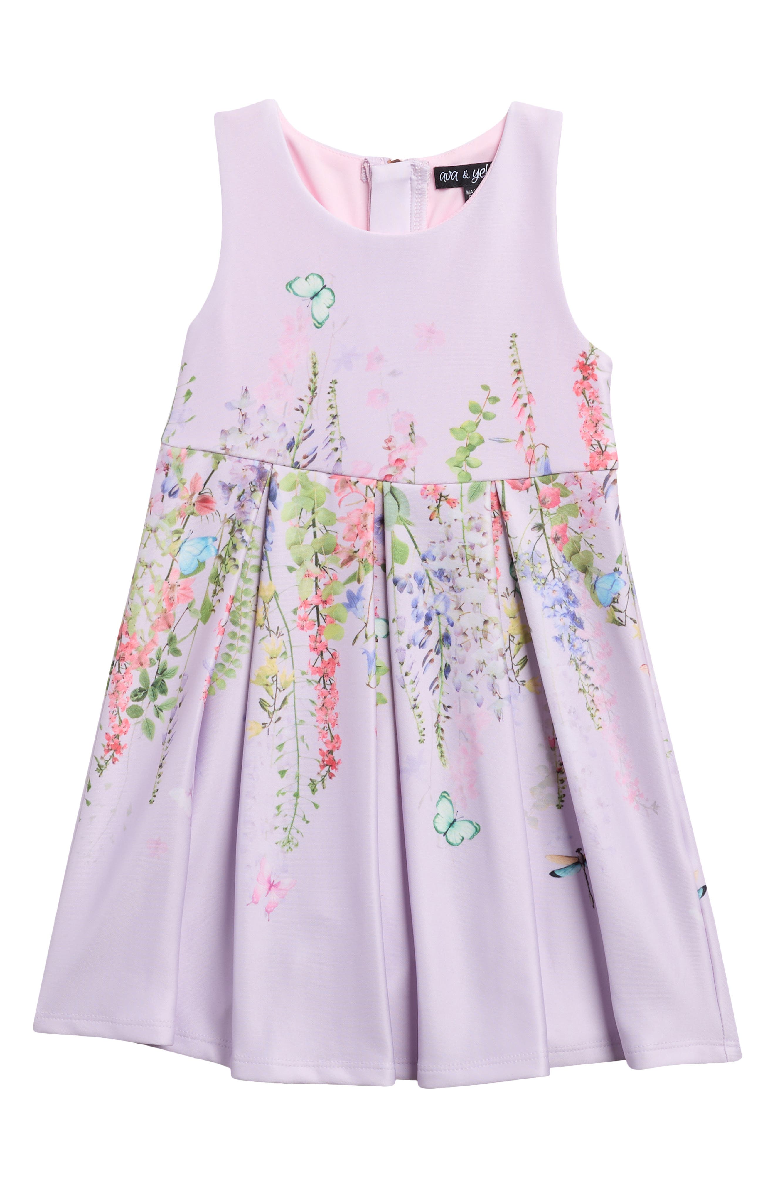 Ava & Yelly Kids' Pleated Scuba Knit Dress