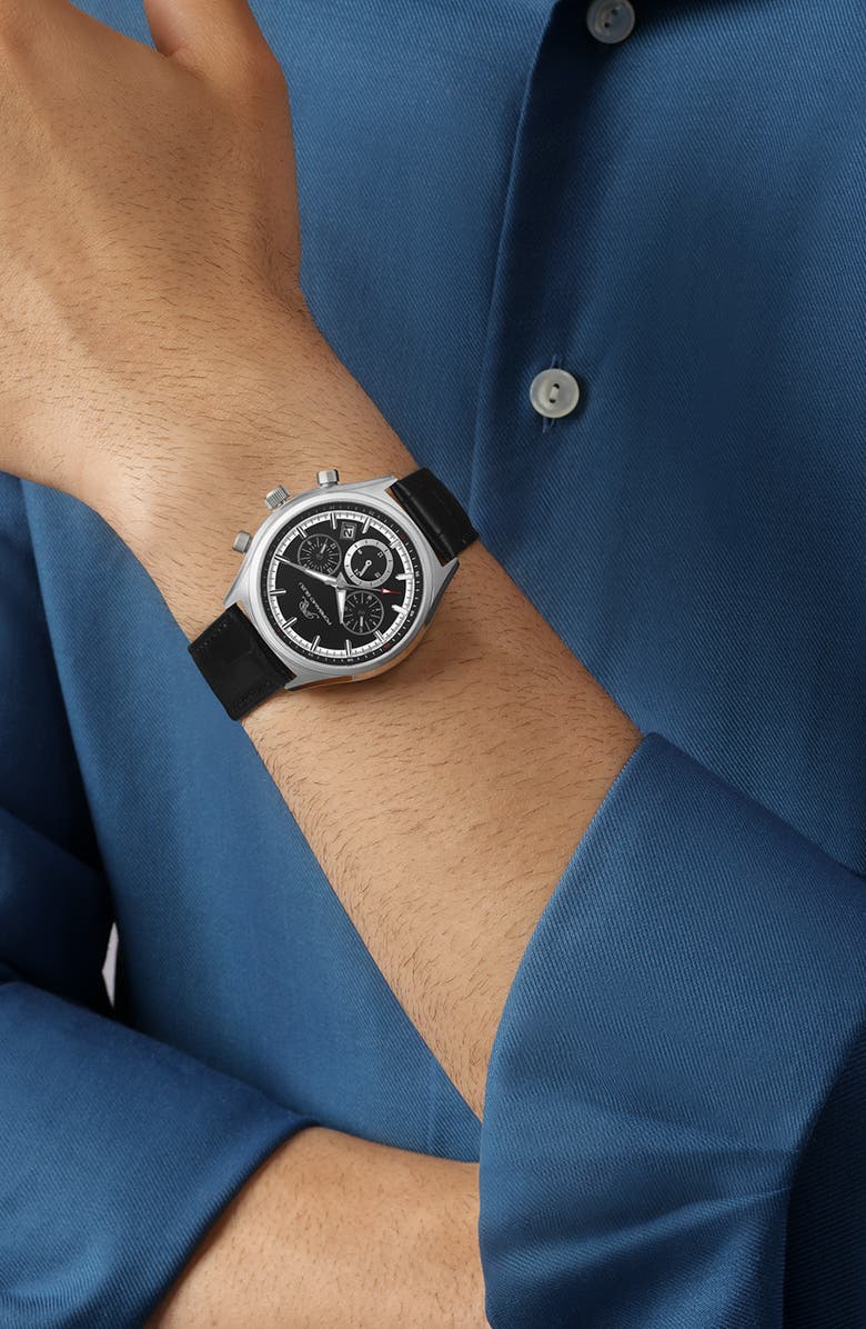 PORSAMO BLEU Men's Dylan Miyota Quartz Croc Embossed Leather Strap Watch, 41mm, Alternate, color, 