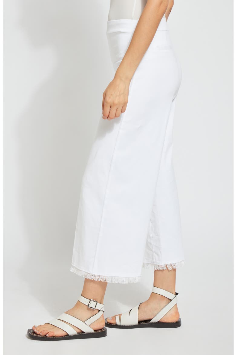 Lyssé Shiloh Palazzo Wide Leg Fringe Crop Denim Leggings, Alternate, color, WHITE
