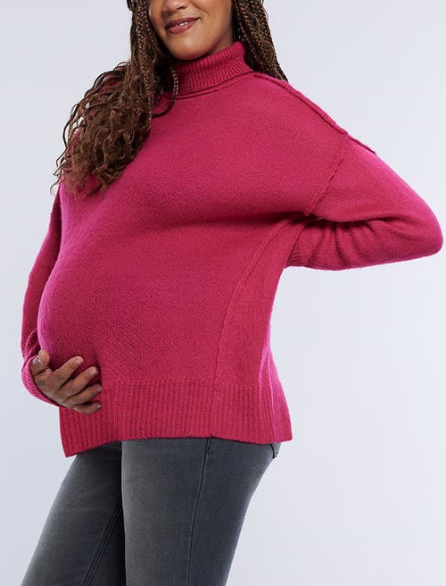 Motherhood Maternity Turtleneck Long Sleeve Knit Maternity Sweater In Cabaret
