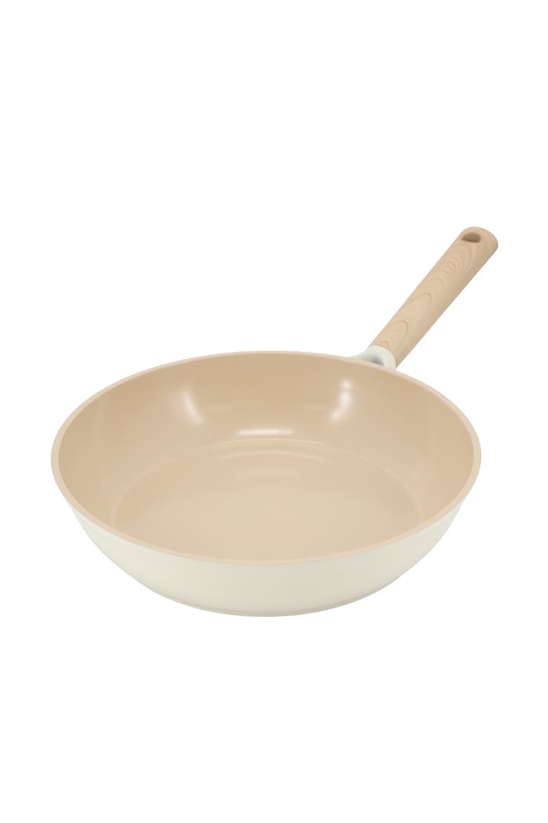 Folkstone 10 Inch Ceramic Nonstick Cast Aluminum Frypan, Main, color, Beige
