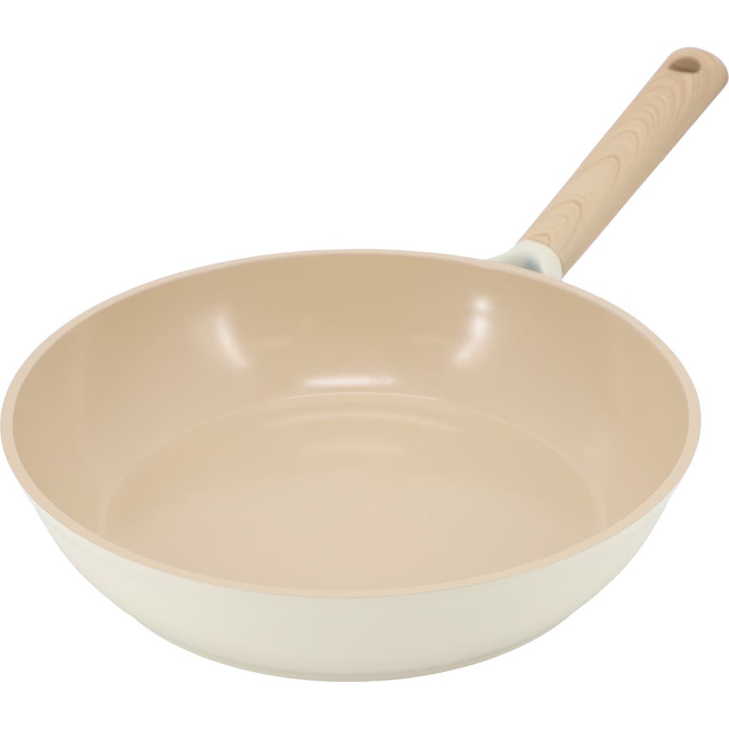 Gibson Elite Folkstone 10 Inch Ceramic Nonstick Cast Aluminum Frypan In Beige In White