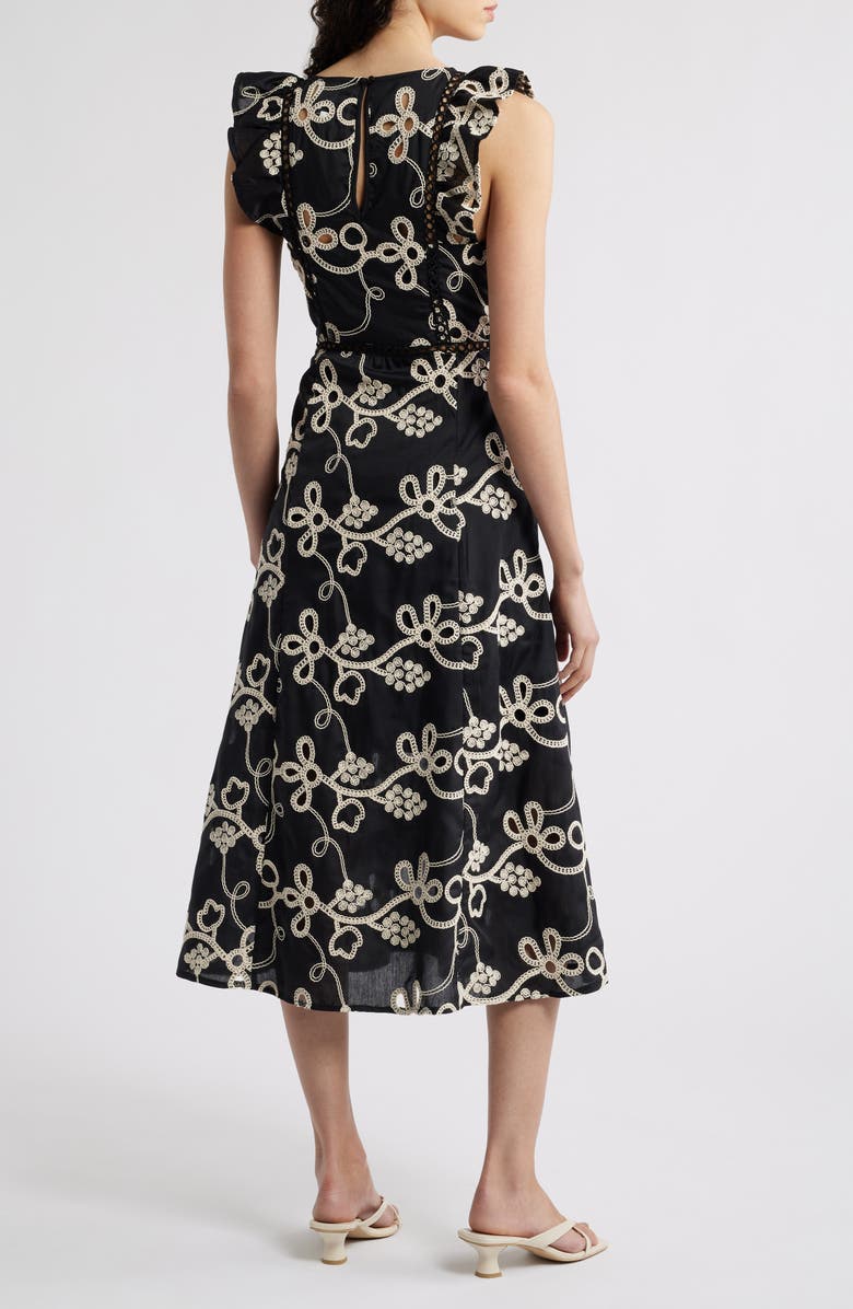 Sam Edelman Rope Embroidery A-Line Dress, Alternate, color, Black