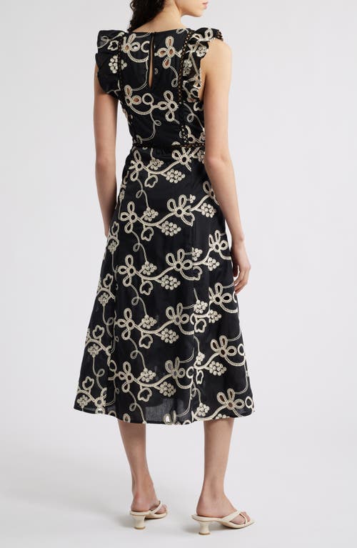SAM EDELMAN SAM EDELMAN ROPE EMBROIDERY A-LINE DRESS 