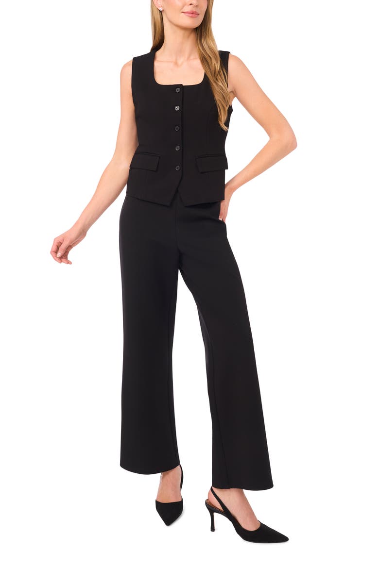 Square Neck Ponte Vest, Alternate, color, RICH BLACK