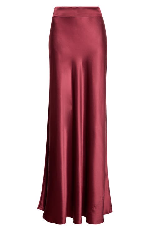 Ryker Bias Cut Silk Maxi Skirt