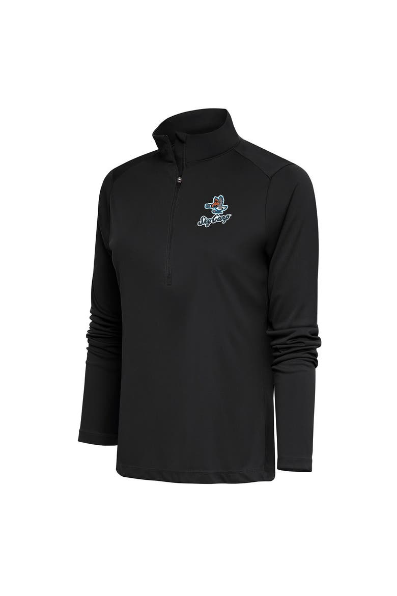 Women's Antigua  Charcoal Beloit Sky Carp Tribute Half-Zip Pullover Top, Main, color, Charcoal