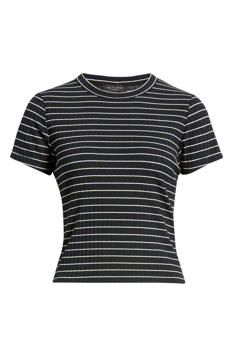 rag & bone Luca Stripe Rib Baby T-Shirt, Alternate, color, Black/ Ivory