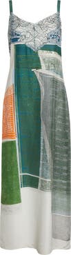 Jason Wu Collection Collage Print Lace Trim Silk Midi Dress