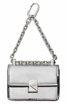 charmed mirror metallic leather bag charm