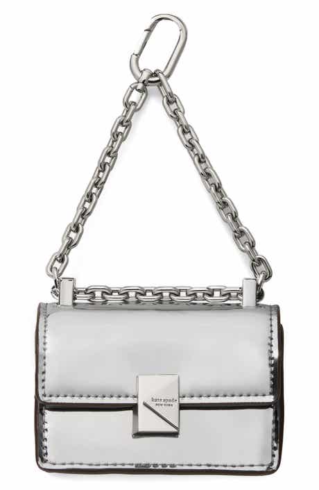 charmed mirror metallic leather bag charm