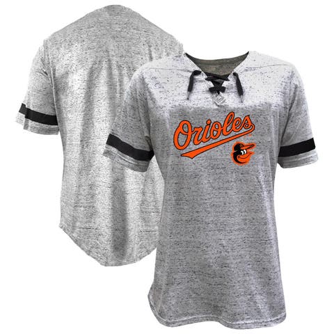 Women
s Profile Heather Gray Baltimore Orioles Lace-Up Fleck T-Shirt