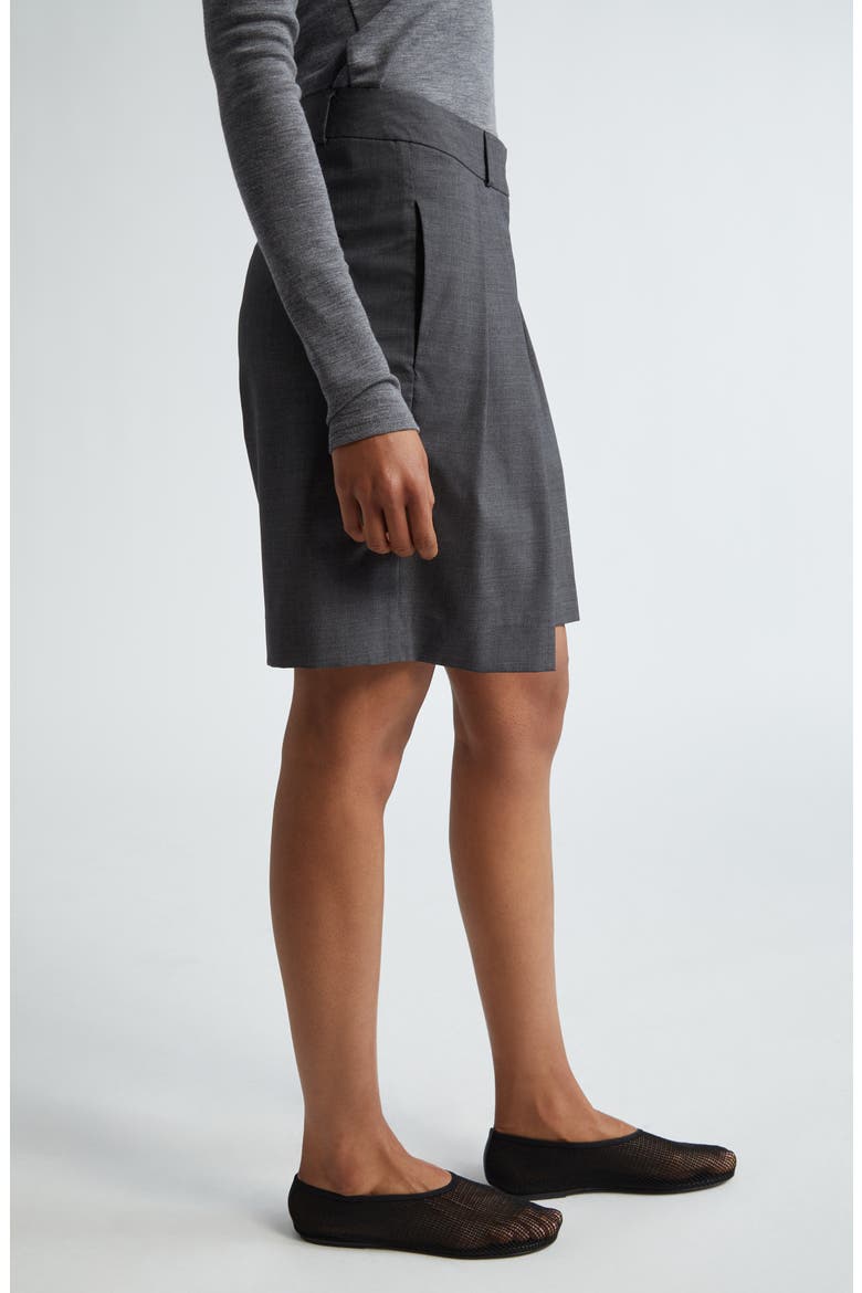 Tailored Virgin Wool Wide Leg Shorts, Alternate, color, DARK GREY MELANGE